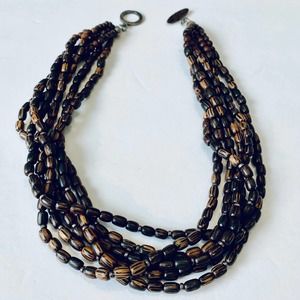 Silpada 6 Strand Wood Bead Necklace 16"